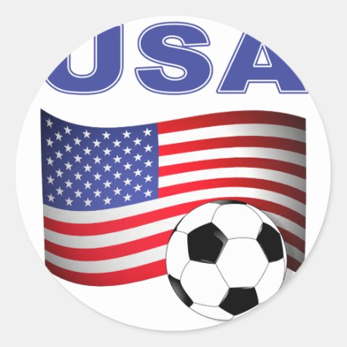 usa soccer football classic round sticker