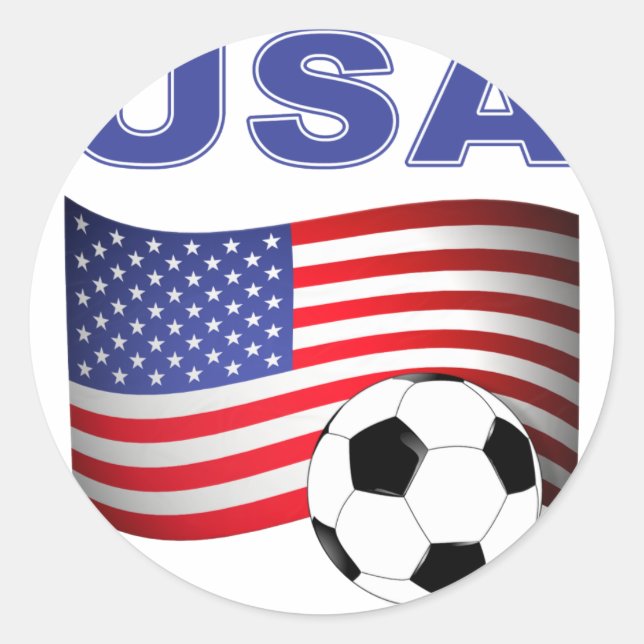 usa soccer football classic round sticker (Front)