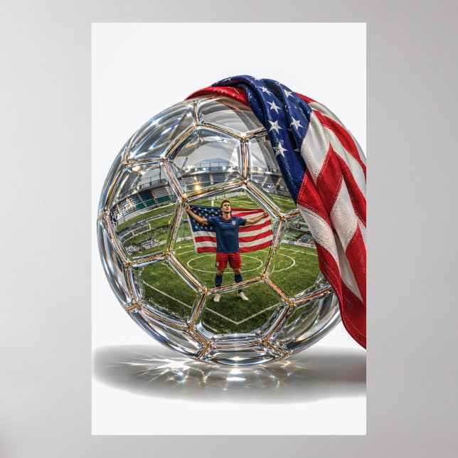 USA Soccer Glory Crystal Ball Art Poster (Front)