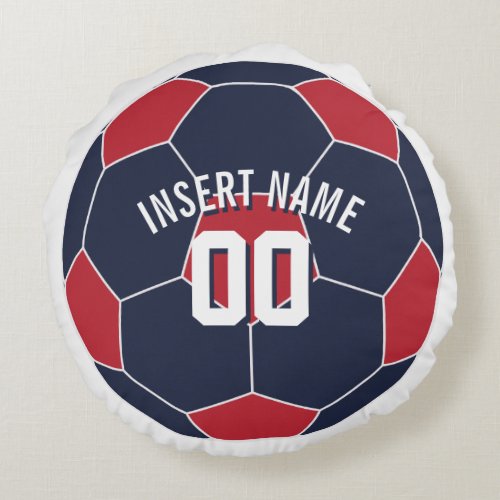 USA Soccer  Insert Name Round Pillow
