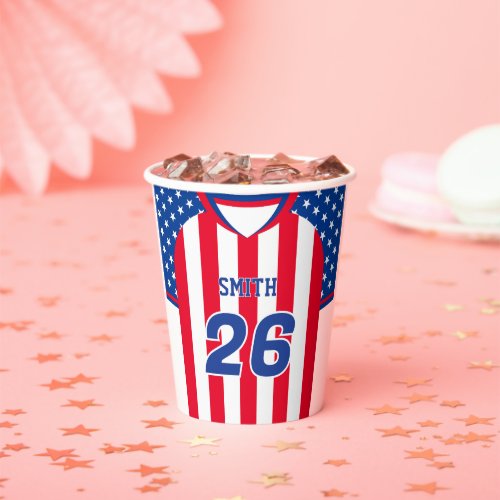 USA Soccer Jersey Custom Name Number Paper Cup