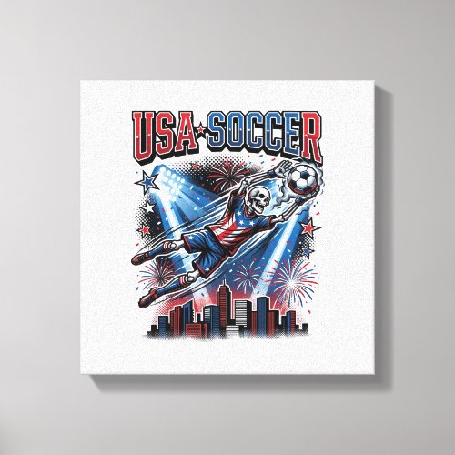 USA Soccer Skeleton Striker Nations Premium Sports Canvas Print