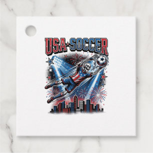 USA Soccer Skeleton Striker Nations Premium Sports Favor Tags