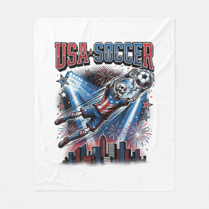 USA Soccer Skeleton Striker Nations Premium Sports Fleece Blanket