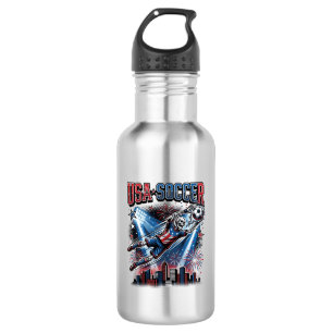 USA Soccer Skeleton Striker Nations Premium Sports Stainless Steel Water Bottle