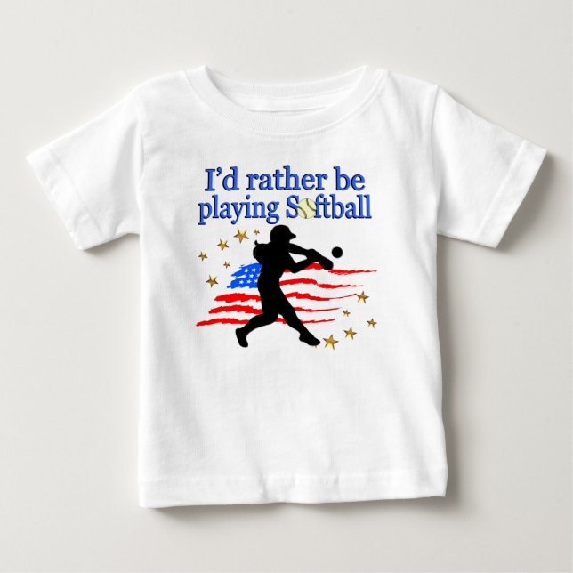 USA SOFTBALL PLAYER LOVES SOFTBALL DESIGN BABY T-Shirt (Front)