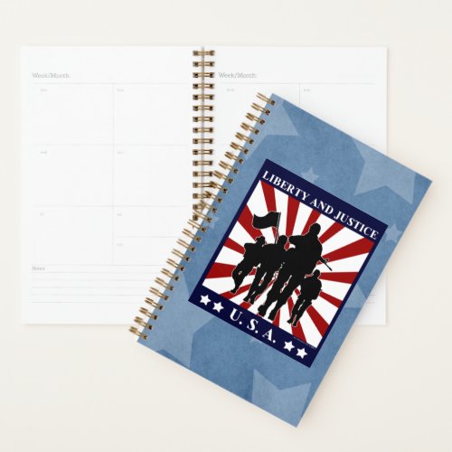 USA Soldier Silhouette Liberty Justice Day Planner