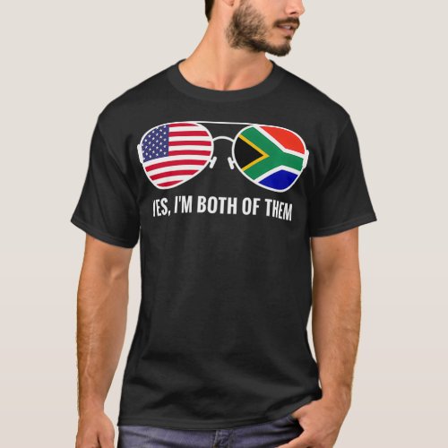 USA South Africa Flag Sunglasses South African Ame T_Shirt