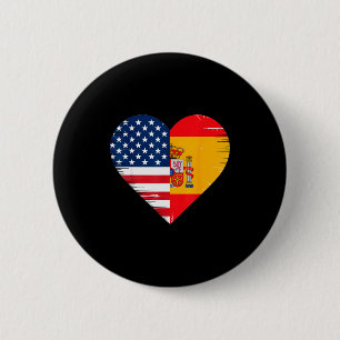 Usa Spain Heart - Dual Citizenship  Button