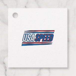 USA Speed Racing Patriotic Vintage Vector Design_1 Favor Tags