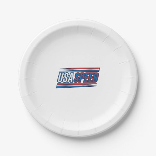 USA Speed Racing Patriotic Vintage Vector Design_1 Paper Plates