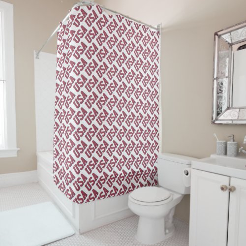 USA Spirit Repeating Letter Pattern Design - Red Shower Curtain
