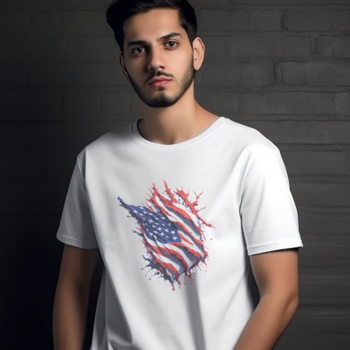 USA Splash Art Patriotic Graphic  T_Shirt