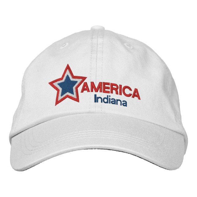USA Star Indiana Embroidered Baseball Cap (Front)