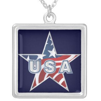 USA Star Silver Plated Necklace