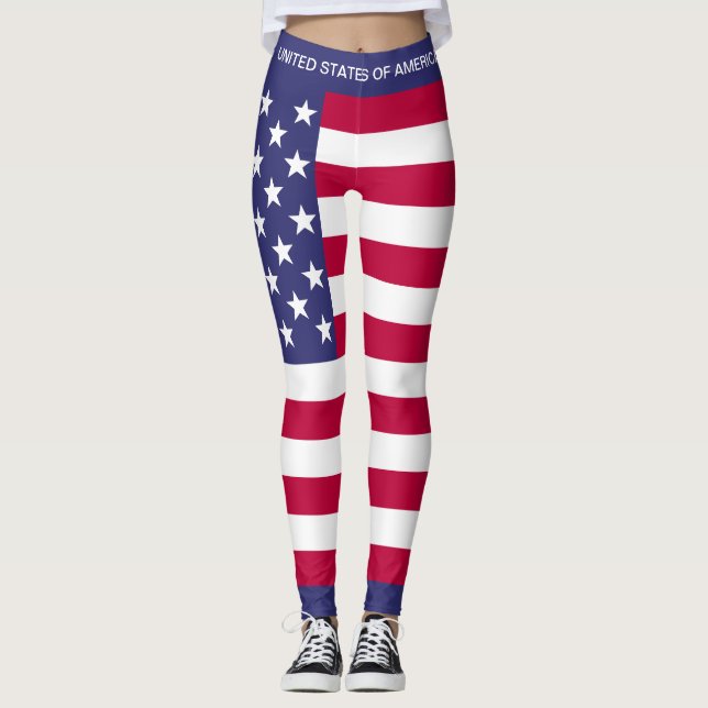 USA Star Spangled Flag Leggings (Front)