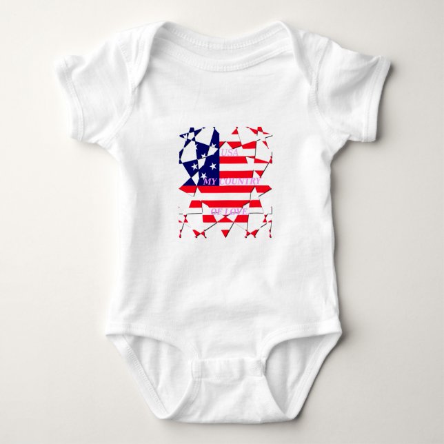 USA Star Spangled Love My Country of Love Baby Bodysuit (Front)