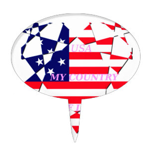 USA Star Spangled Love My Country of Love Cake Topper
