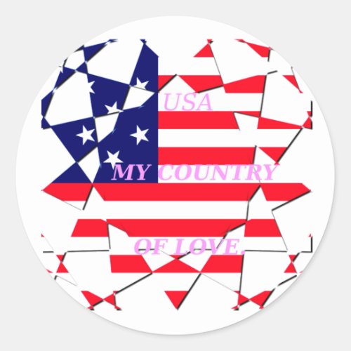 USA Star_Spangled Love My Country of Love Classic Round Sticker