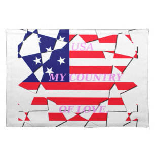 USA Star Spangled Love My Country of Love Cloth Placemat