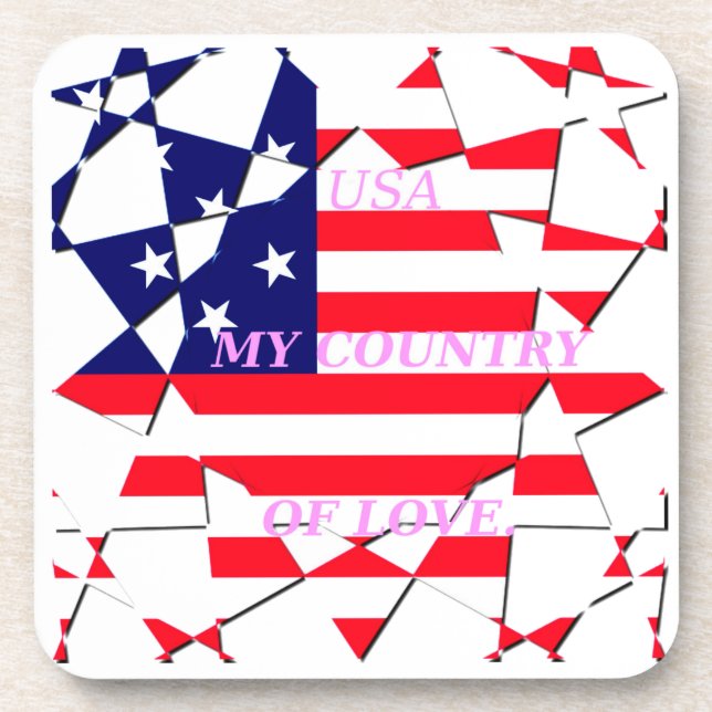 USA Star Spangled Love My Country of Love Drink Coaster (Front)