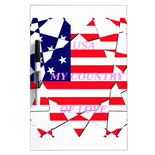 USA Star_Spangled Love My Country of Love Dry_Erase Board
