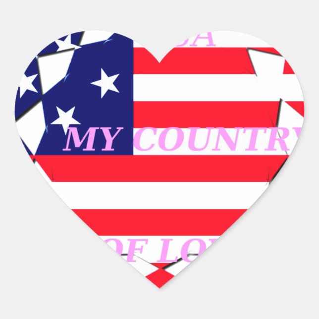 USA Star Spangled Love My Country of Love Heart Sticker (Front)