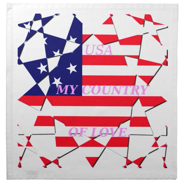USA Star Spangled Love My Country of Love Napkin (Front)