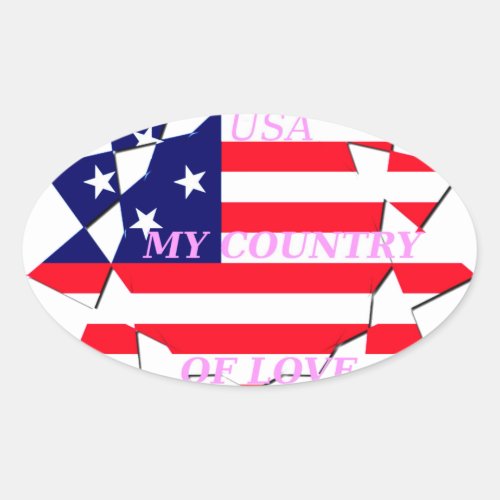 USA Star_Spangled Love My Country of Love Oval Sticker