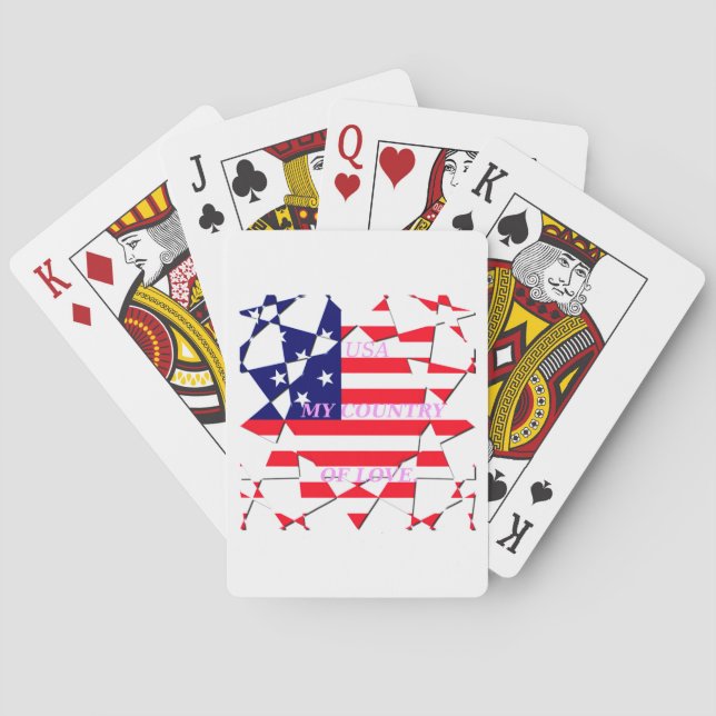 USA Star Spangled Love My Country of Love Poker Cards (Back)