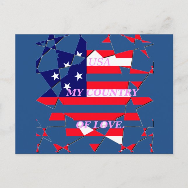 USA Star Spangled Love My Country of Love Postcard (Front)