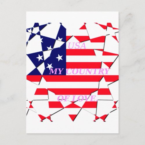 USA Star_Spangled Love My Country of Love Postcard