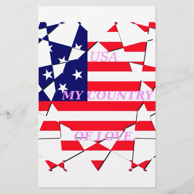 USA Star Spangled Love My Country of Love Stationery (Front)