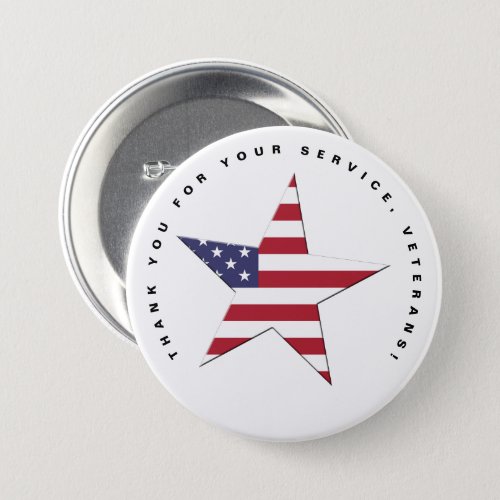 USA Star Thank You for your Service Veterans Day Button