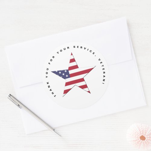 USA Star Thank You for your Service Veterans Day Classic Round Sticker