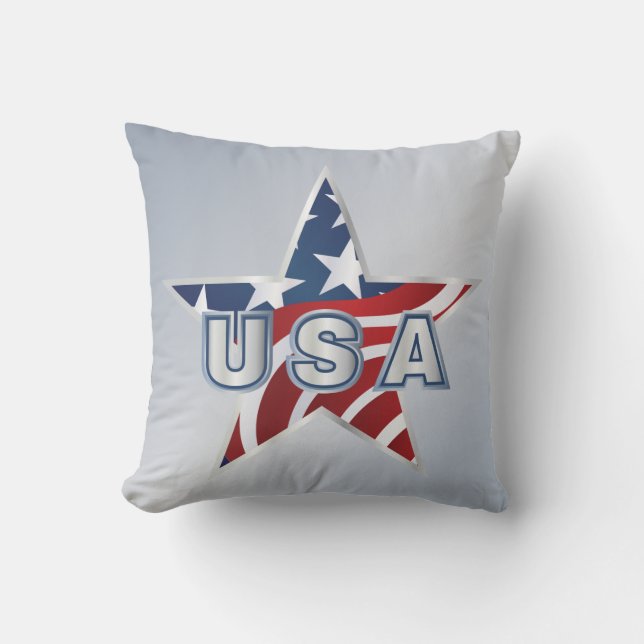 USA Star Throw Pillow (Front)