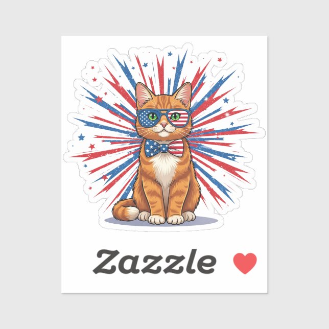 USA Starburst Cat – Patriotic Sticker (Sheet)