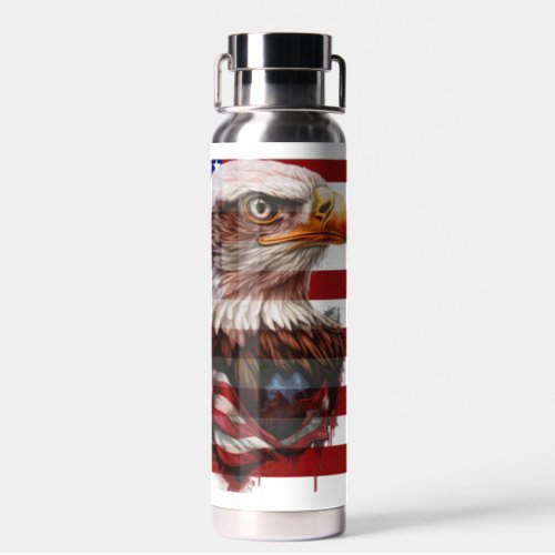 USA Stars and Bald Eagle Flag   Luggage Tag Water Bottle