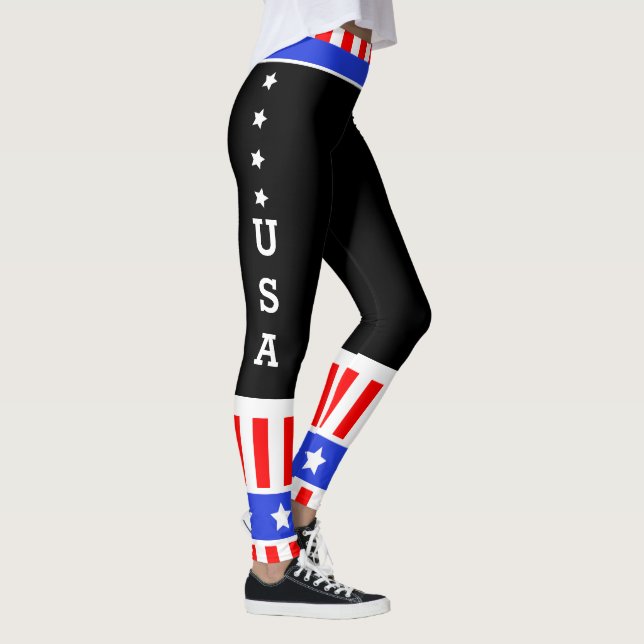USA Stars and Stripes on Your Color Leggings (Right)
