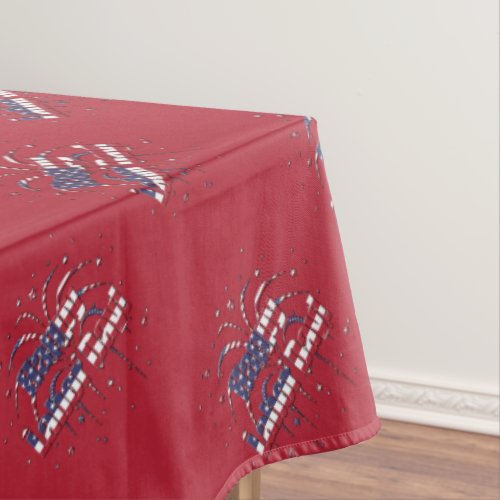 USA Stars and Stripes Patriotic Happy Labor Day Tablecloth