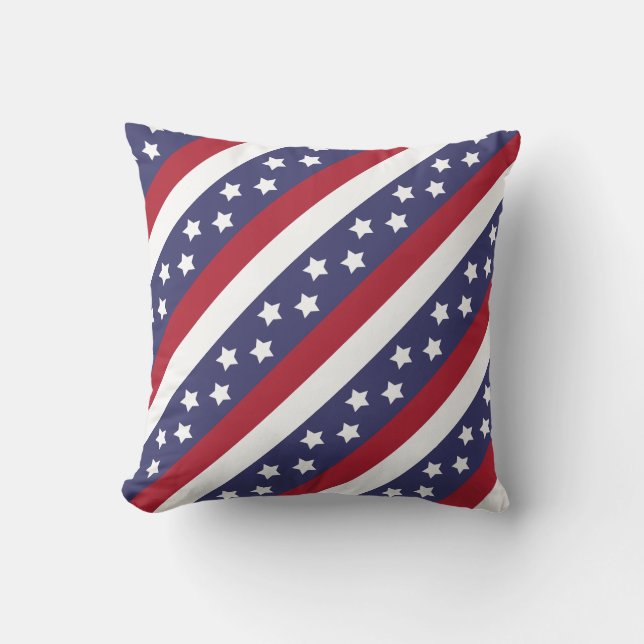 USA Stars and Stripes Throw Pillow (Front)
