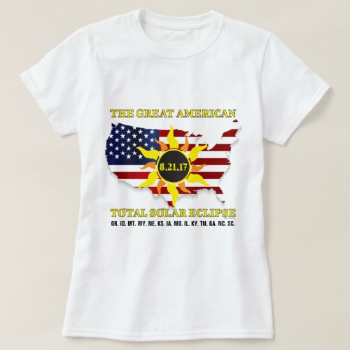 USA Stars and StripesTotal Solar Eclipse of 2017 T_Shirt