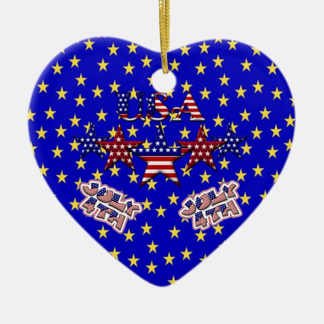USA Stars Ceramic Ornament (Front)
