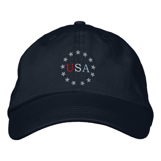 USA Stars Embroidered Baseball Cap (Front)