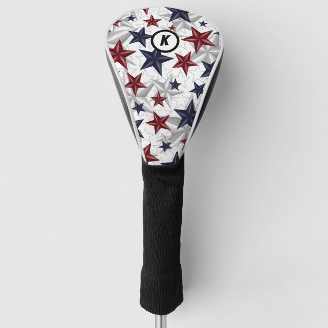 USA Stars Patriotic Initial Golf Head Cover (Front)