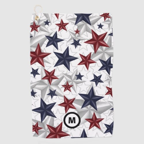 USA Stars Patriotic Initial Golf Towel