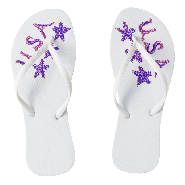 USA Stars Red White Blue Flip Flops (Footbed)