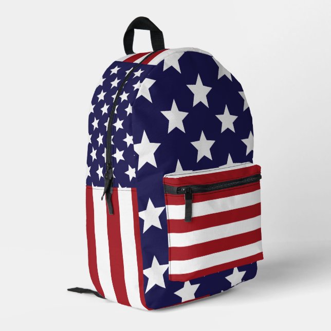 USA Stars Stripes Printed Backpack (Back Corner Left)