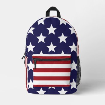 Usa Stars Stripes Printed Backpack by ZionMade at Zazzle