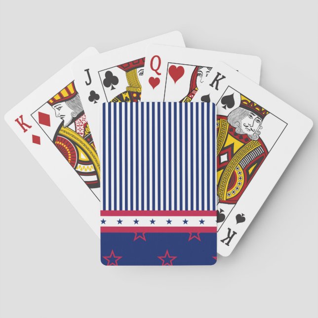 USA Stars Stripes Red White Blue Patriotic Game Poker Cards (Back)